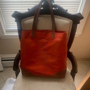 Boden Orange Leather Shoulder Bag, good used condition
